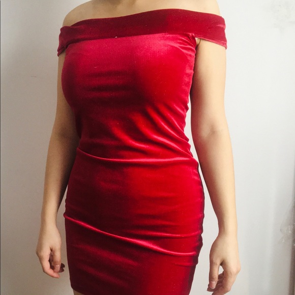 HOST PICK! Forever 21 Glam Edgy Red Velvet Dress - Picture 2 of 6